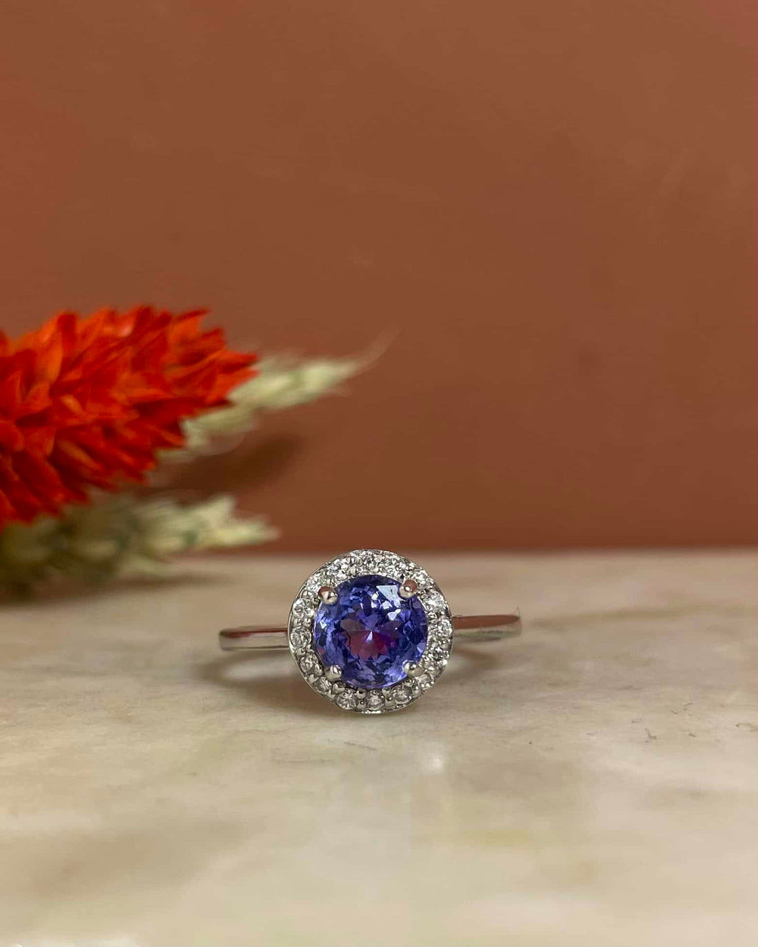 1 Carat Tanzanite &amp;amp; 18 Diamond &quot;Zanelle&quot; Daisy Ring