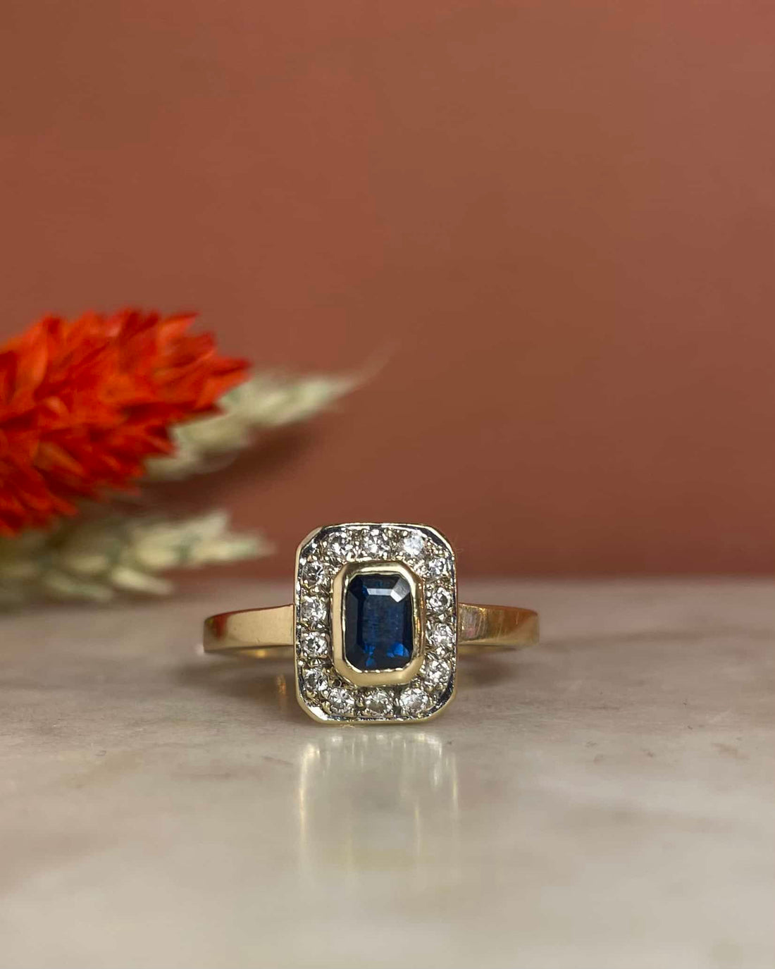 Bague Style Art-Déco Saphir et Diamants &quot;Maébry&quot;