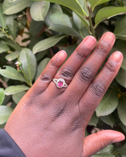 Bague Vintage Tourmaline Rose 1.35 carat &amp; 22 Diamants &quot;Orya&quot;