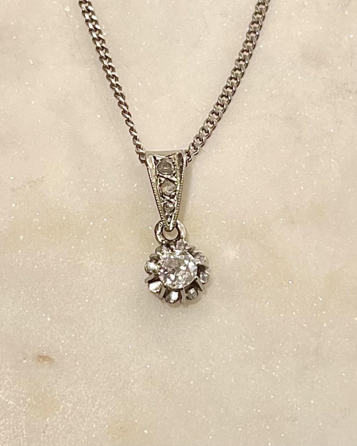 Pendentif diamant 0.22 carat vintage &quot;Maéline&quot;
