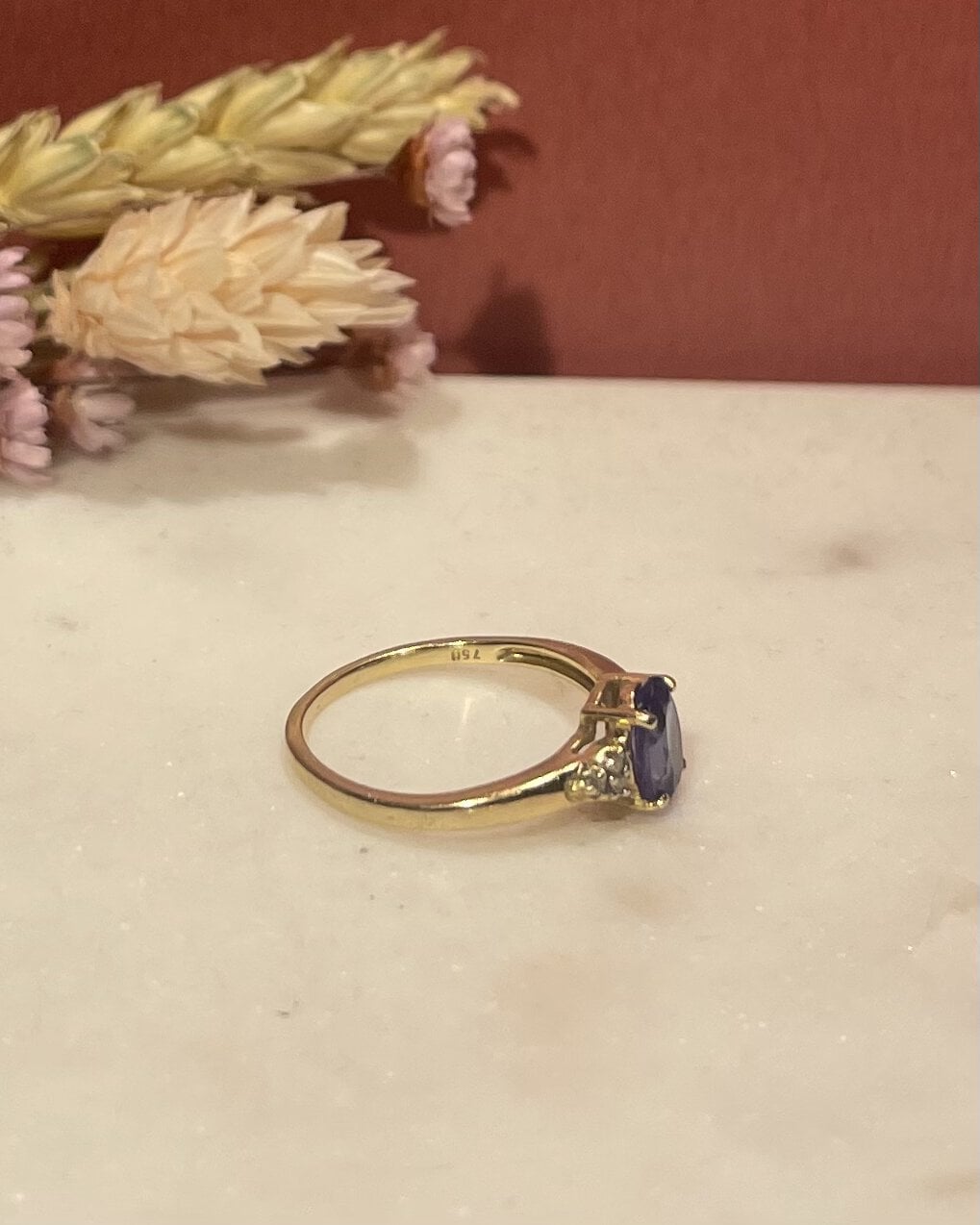 &quot;Tonia&quot; 0.86 carat Tanzanite &amp;amp; Diamond Trilogy Ring