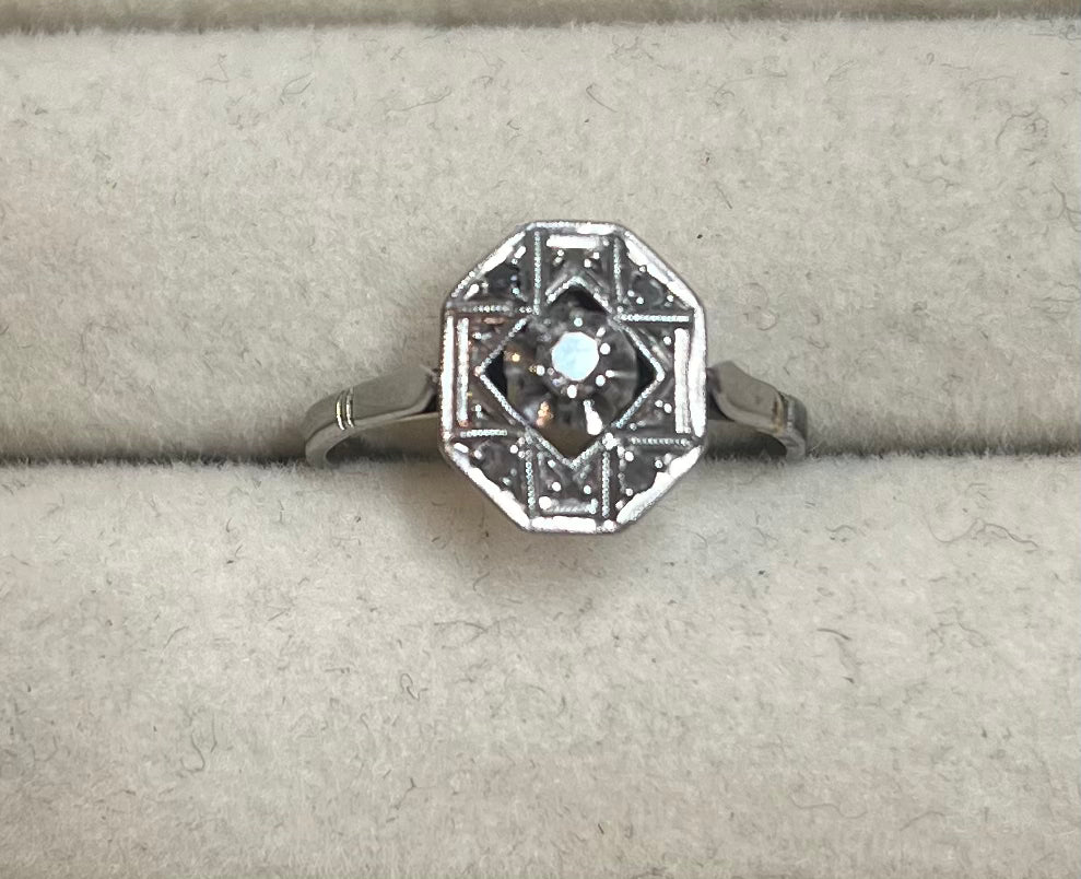 Anillo Art Déco de diamantes "Doriane"
