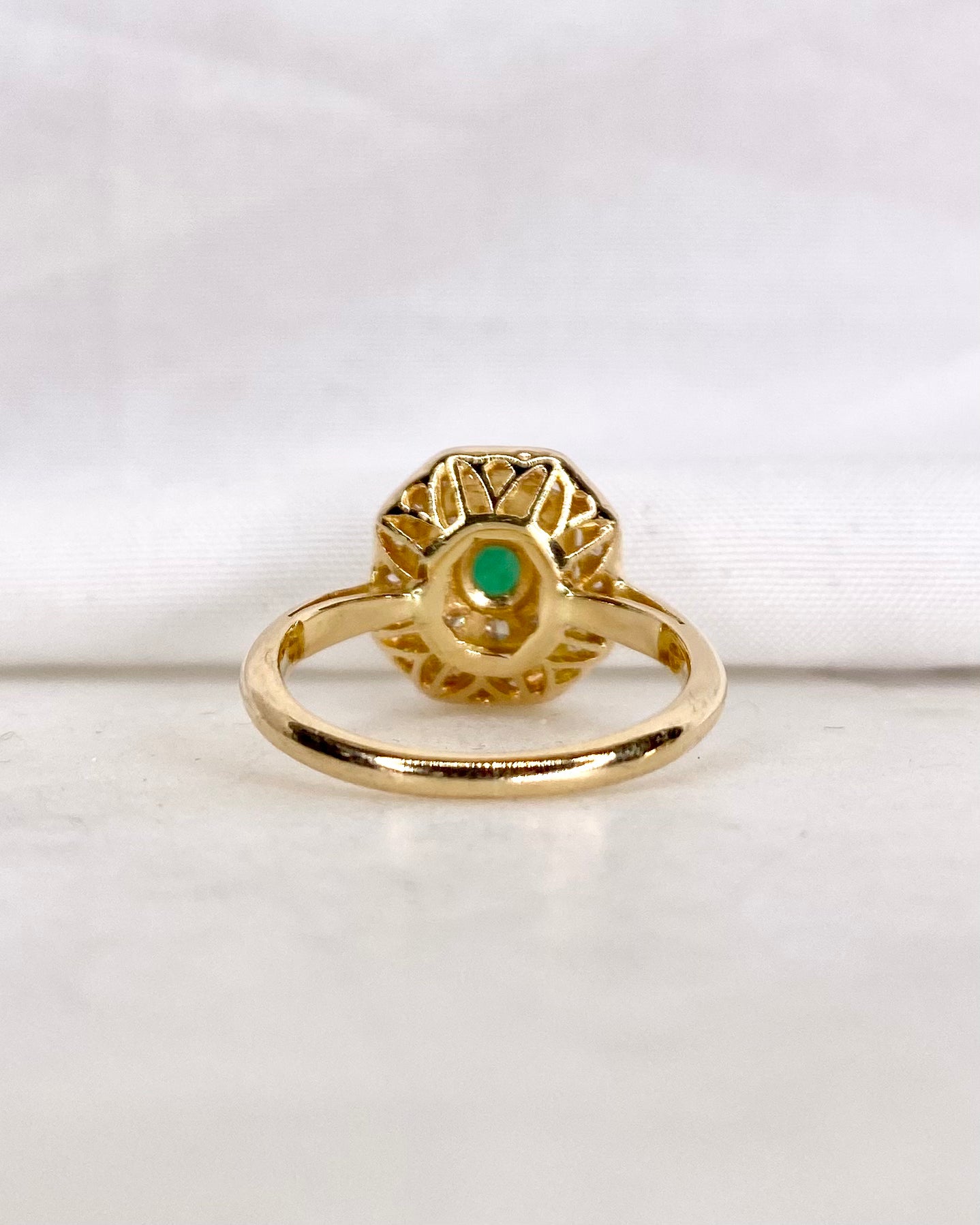 Bague Style Art Deco Émeraude &amp; Diamants "Corine"
