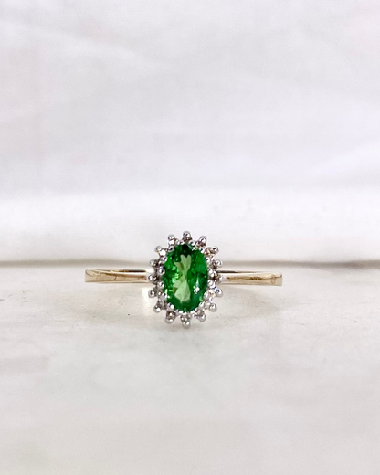 Bague Marguerite Grenat Tsavorite &amp; Diamants &quot;Auxane&quot;