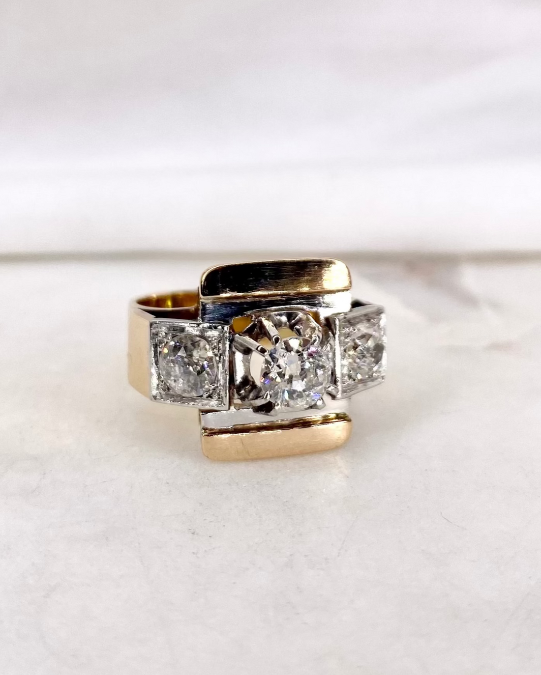 Bague Tank Trilogie Diamants 1.25 carat &quot;Amandine&quot;