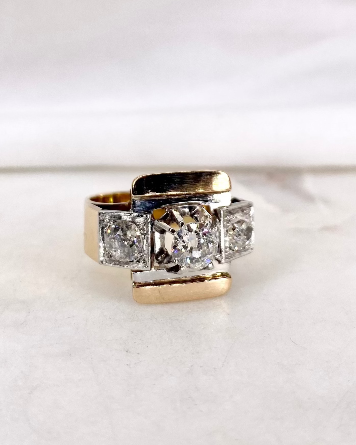 Bague Tank Trilogie Diamants 1.25 carat &quot;Amandine&quot;