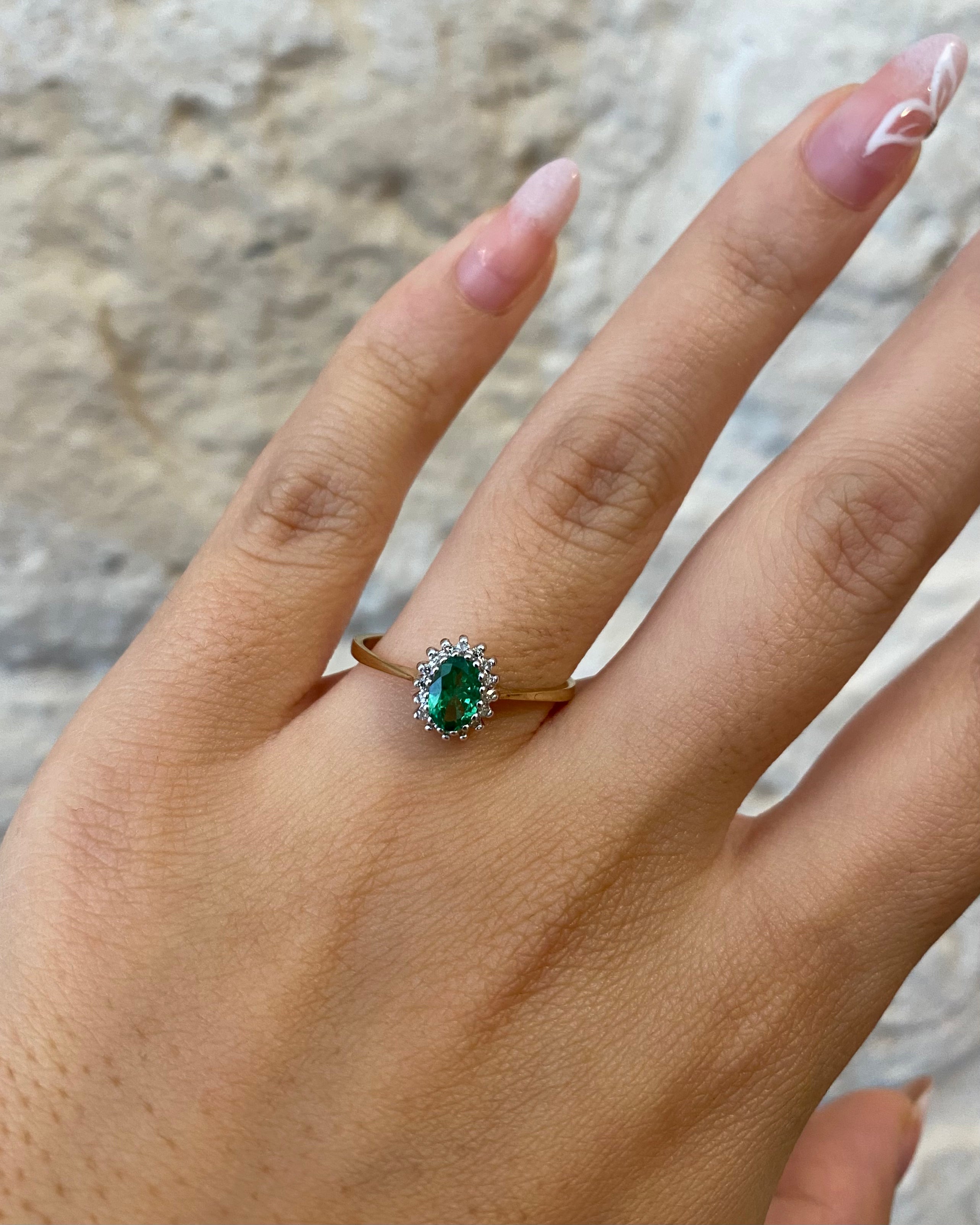 Anillo Margarita Granate Tsavorita y Diamantes "Auxane"