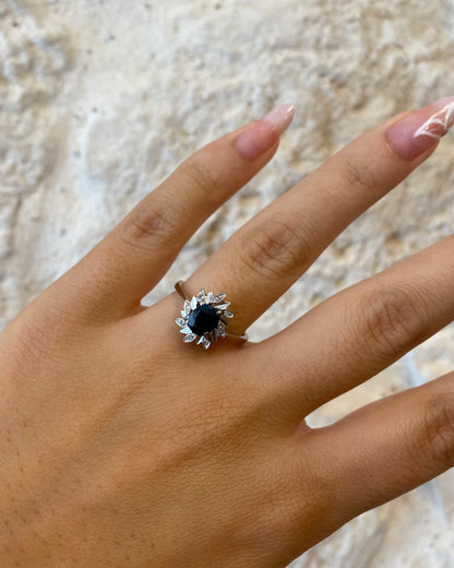 Bague Marguerite Saphir 0.75 carat &amp; Diamants &quot;Bella&quot;