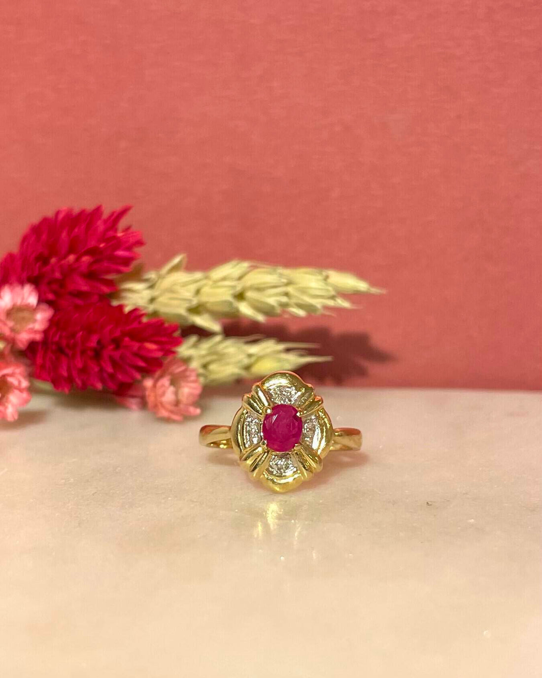 Bague Style Art-Déco Rubis et Diamants &quot;Coline&quot;