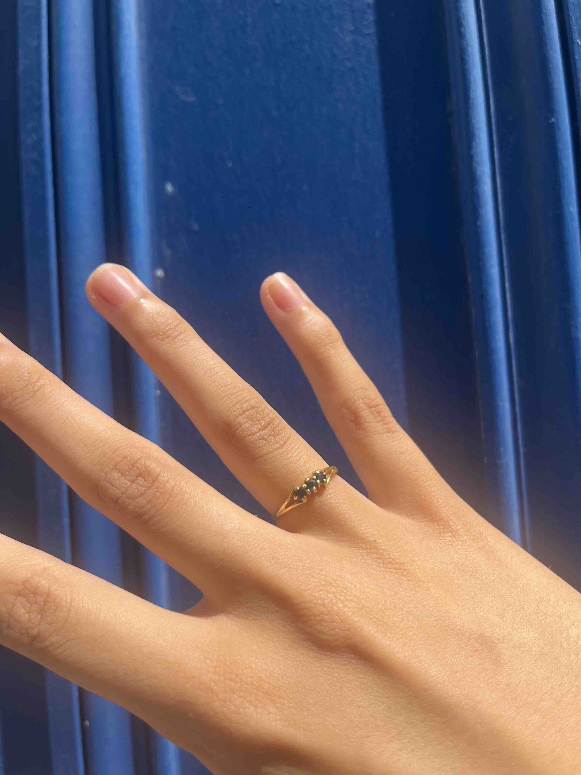Bague vintage Trilogie Saphirs &amp; Diamants &quot;Lolie&quot;