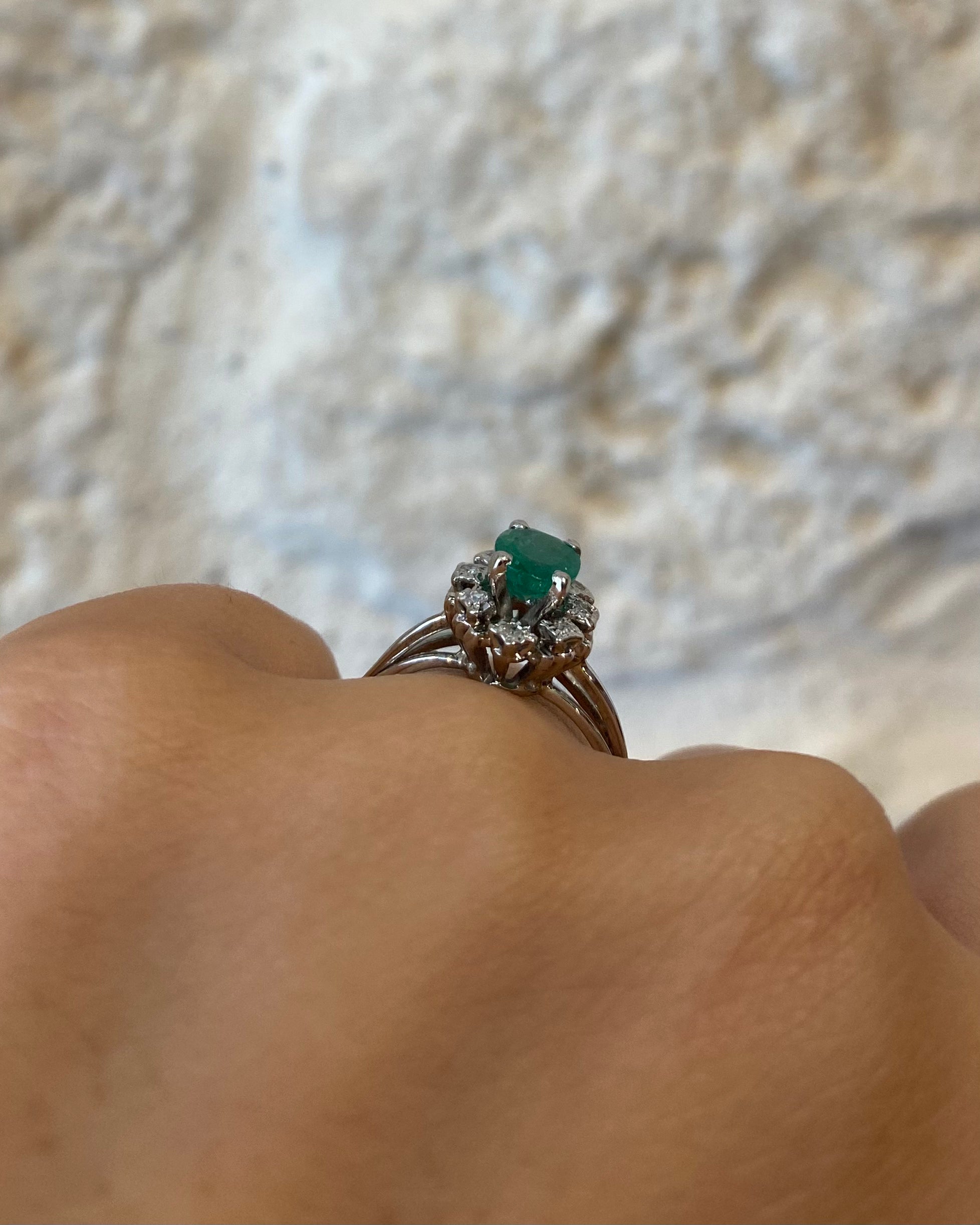Bague Marguerite Émeraude 1 carat &amp; Diamants "Nada"
