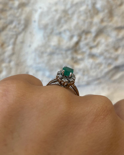 Bague Marguerite Émeraude 1 carat &amp; Diamants &quot;Nada&quot;