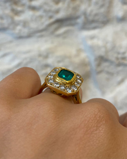 Bague Style Art Deco Émeraude 2.30 carats &amp; Diamants &quot;Lise&quot;