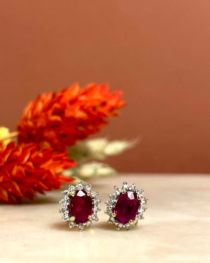 &quot;Delilah&quot; Ruby &amp;amp; Diamond Daisy Earrings