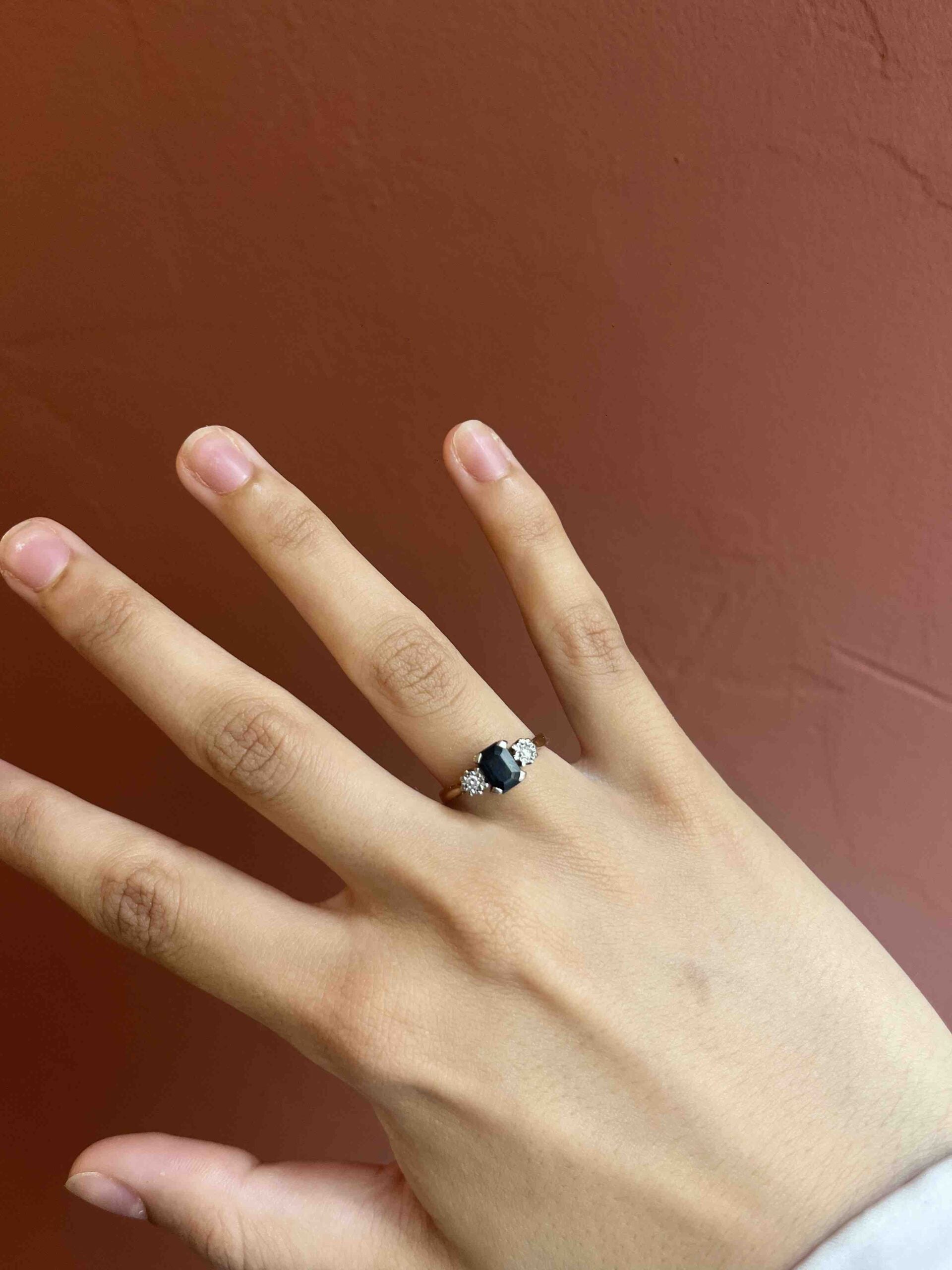 Bague Trilogie Saphir &amp; Diamants "Coralie"