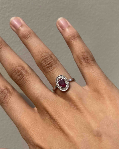 Bague style Art déco Rubis &amp; Diamants &quot;Elsa&quot;