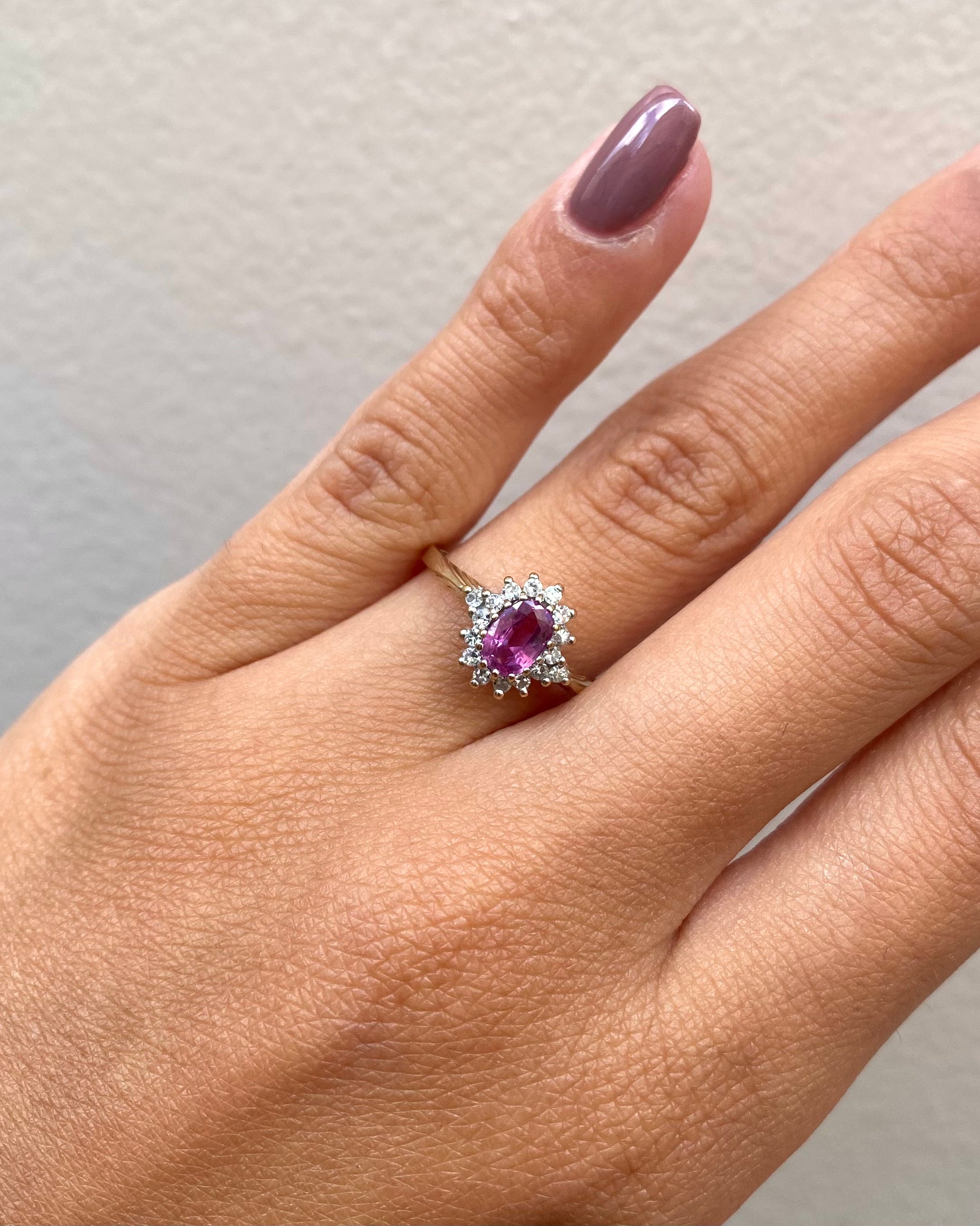 Bague Marguerite Saphir Rose &amp; Diamants &quot;Iona&quot;