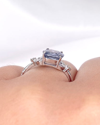 Bague Trilogie Saphir 2.70 carats &amp; Diamants "Florie" - Elliade Paris