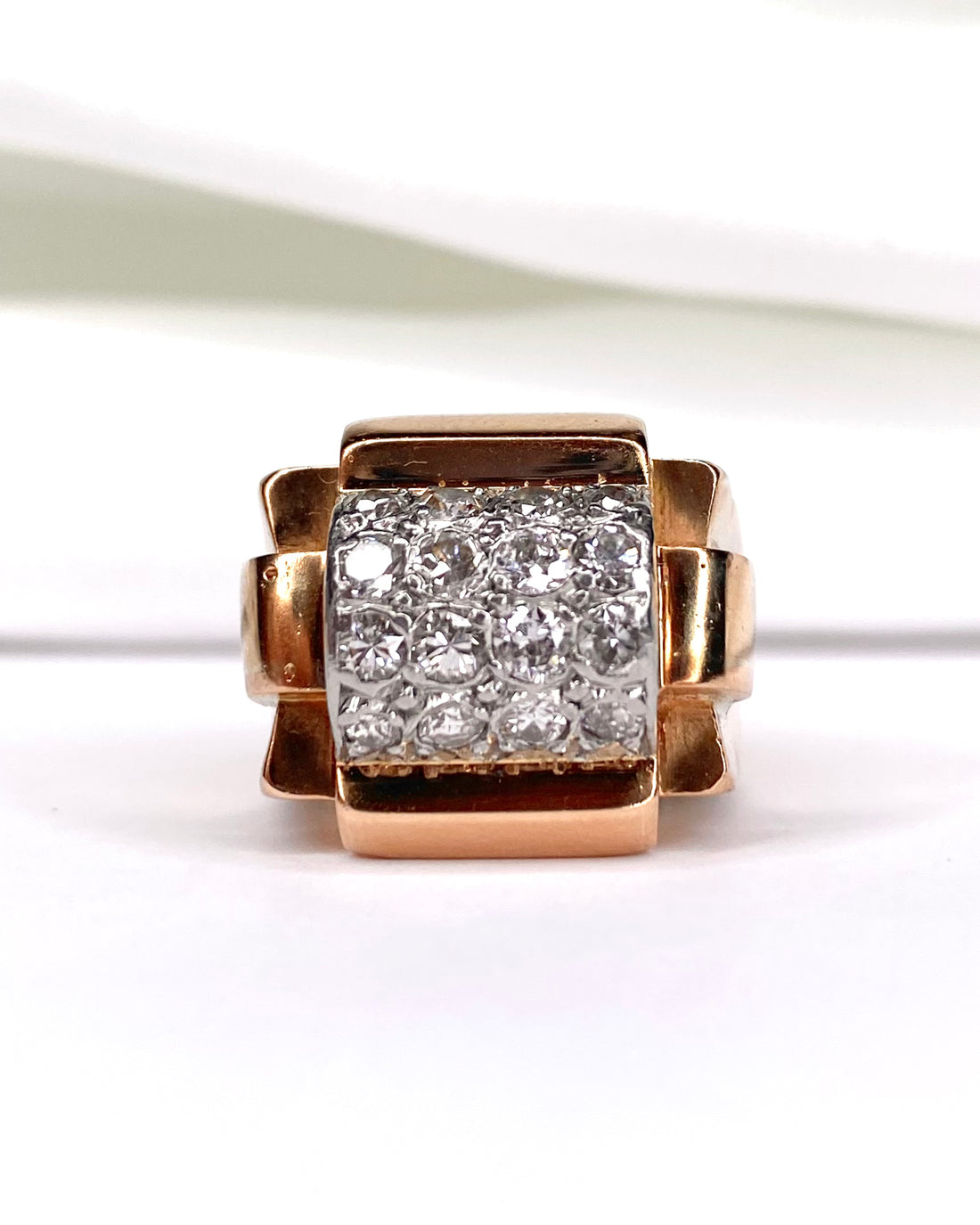 Bague Tank Diamants 1.12 carat &amp; Or 12,78g "Lucia"