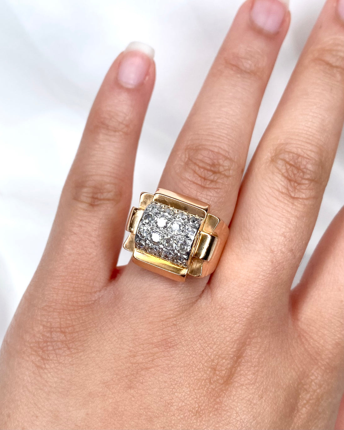 Bague Tank Diamants 1.12 carat &amp; Or 12,78g "Lucia"