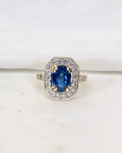 Bague Art Déco Saphir 1.60 carat &amp; Diamants &quot;Aziliz&quot;