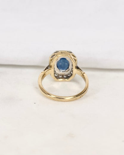 Bague Art Déco Saphir 1.60 carat &amp; Diamants &quot;Aziliz&quot;