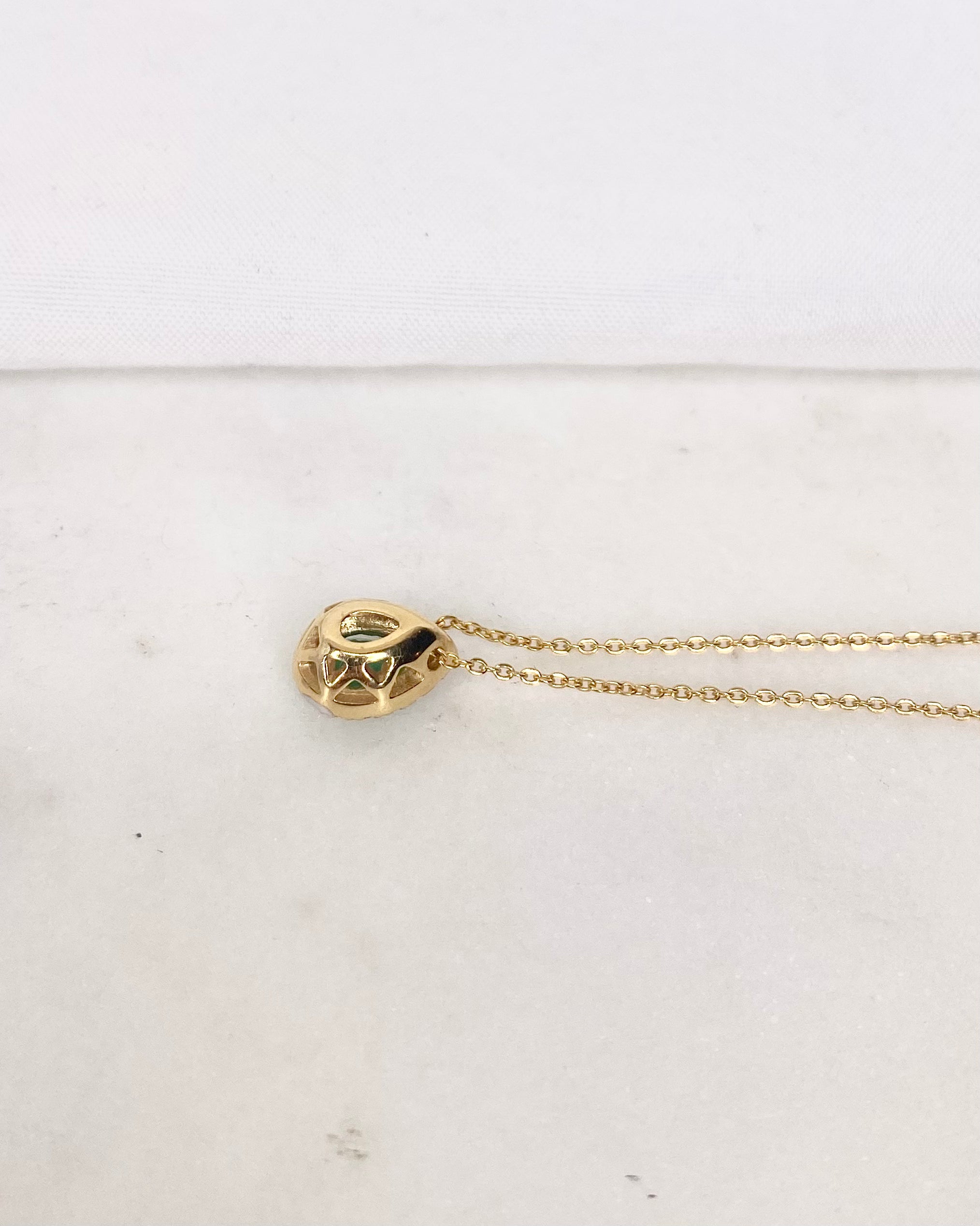 Collier Pendentif Émeraude &amp; Diamants &quot;Maëlys&quot;