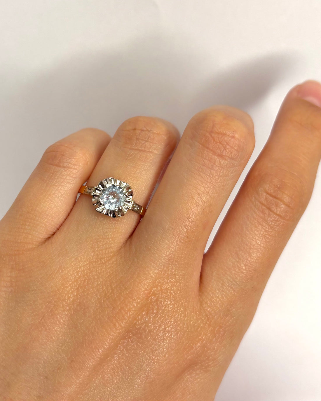 Bague Solitaire Aigue-Marine 0.80 carat &amp; Diamants "Maria"