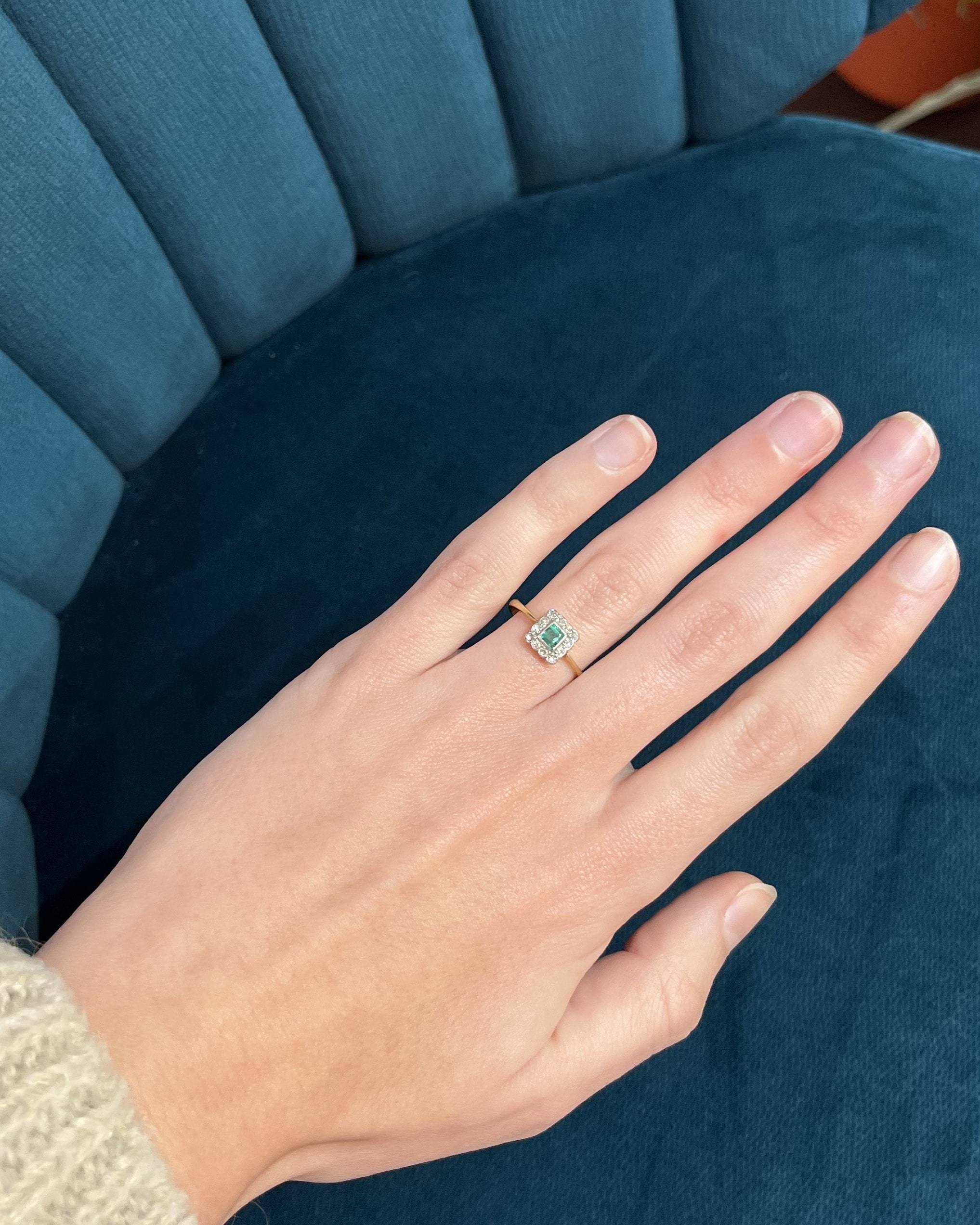 Bague Art-Déco émeraude &amp; diamants "Louisia"