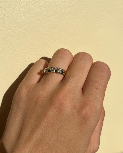 Half wedding band with sapphires and diamonds &quot;Ashanti&quot;