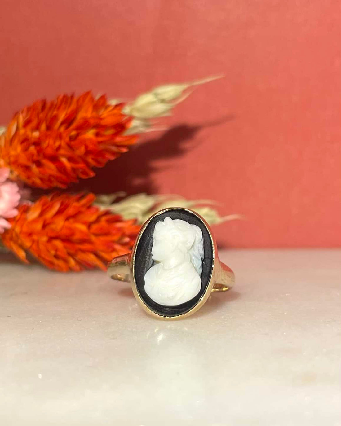 Bague vintage Camée Agate &quot;Thora&quot;