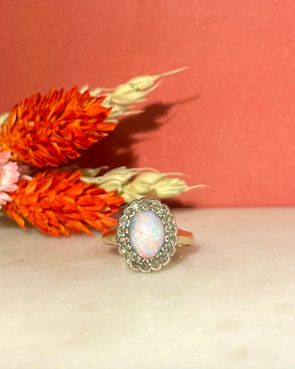 Marguerite Vintage Opale 0.90 Carat &amp; Diamants &quot;Abel&quot;
