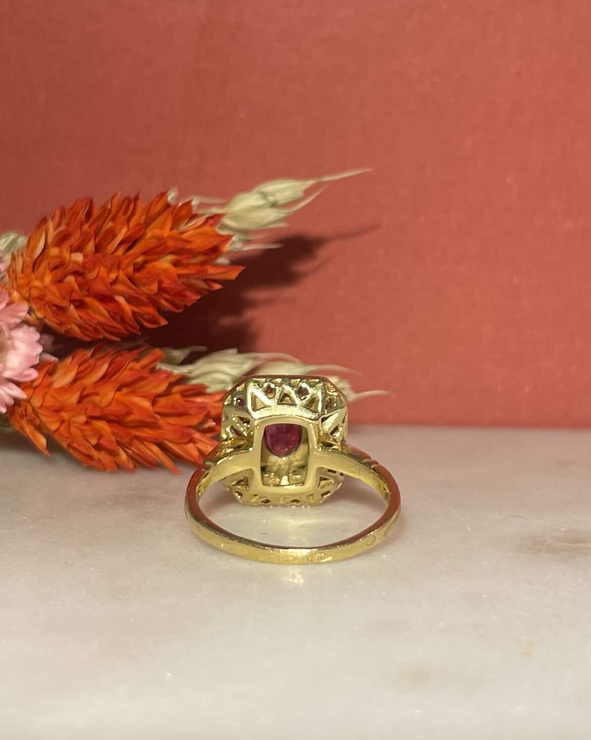 Bague style Art-déco Rubis &amp; Diamants &quot;Marielle&quot;
