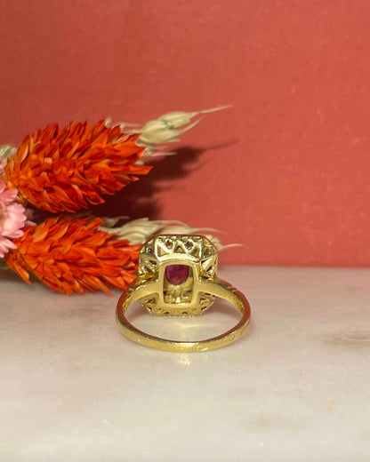 Bague style Art-déco Rubis &amp; Diamants &quot;Marielle&quot;