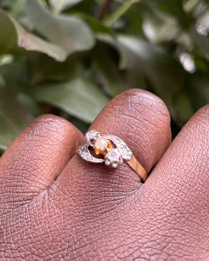 Bague Tourbillon Art-Déco Perle et Diamants &quot;Lénaelle&quot;