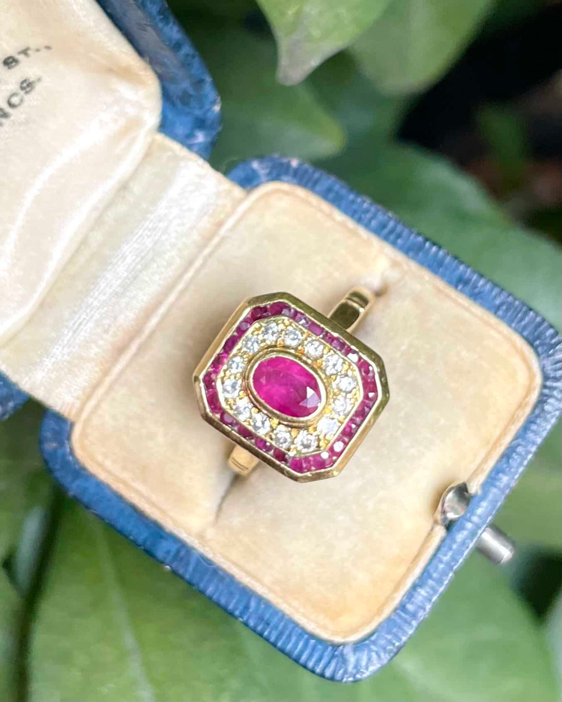 Bague style Art-déco Rubis &amp; Diamants &quot;Marielle&quot;