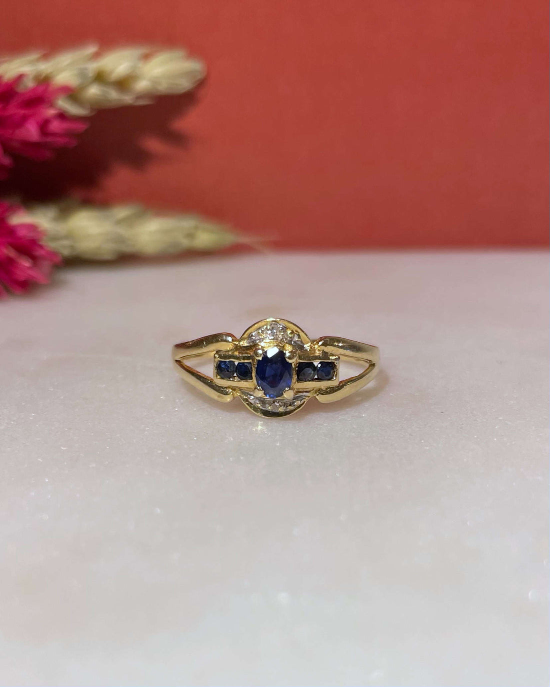 Bague Style Art-Déco Saphirs &amp; Diamants &quot;Judy&quot;