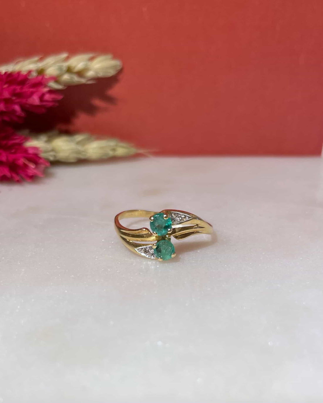 Bague Toi &amp; Moi Emeraudes et Diamants &quot;Tyla&quot;