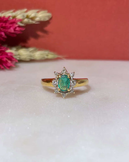 Bague Marguerite Émeraude &amp; Diamants &quot;Manolia&quot;