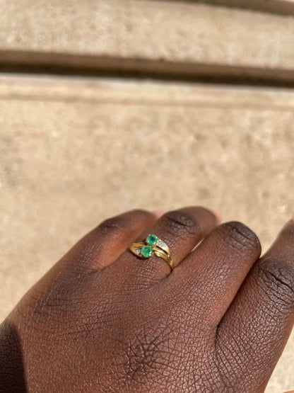 Bague Toi &amp; Moi Emeraudes et Diamants &quot;Tyla&quot;