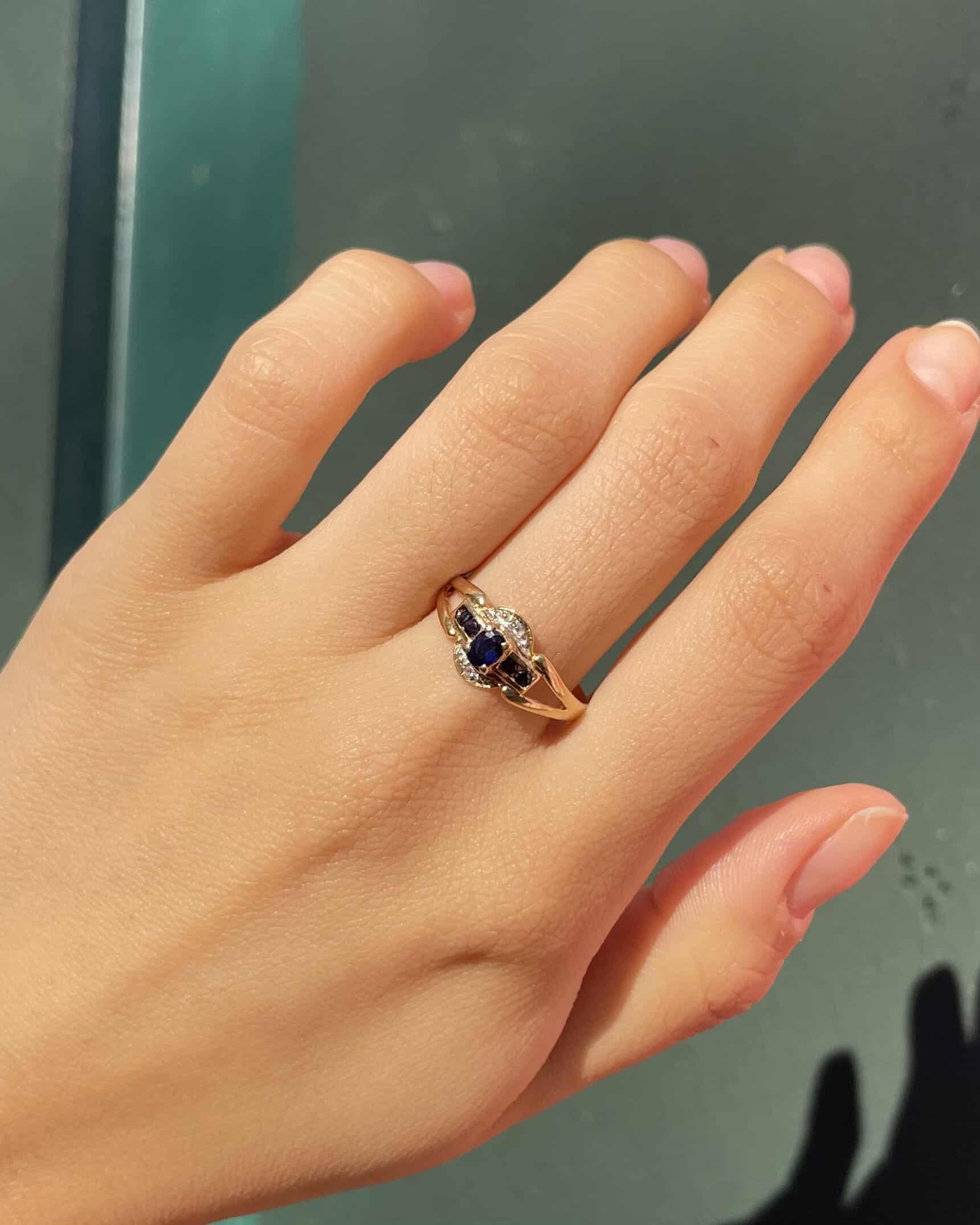 Bague Style Art-Déco Saphirs &amp; Diamants &quot;Judy&quot;