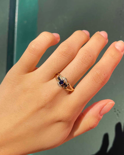 Bague Style Art-Déco Saphirs &amp; Diamants &quot;Judy&quot;