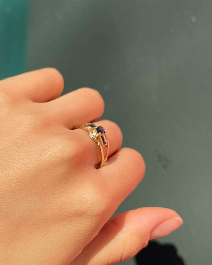 Bague Style Art-Déco Saphirs &amp; Diamants &quot;Judy&quot;