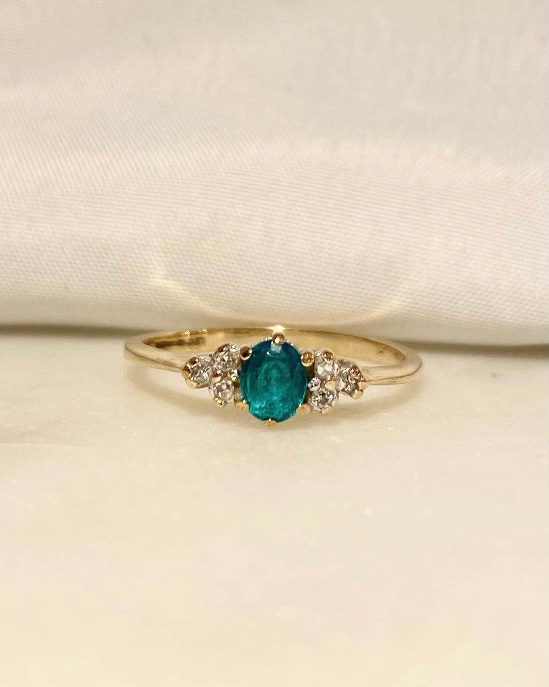 Bague Trilogie Émeraude &amp; Diamants &quot;Amelie&quot;