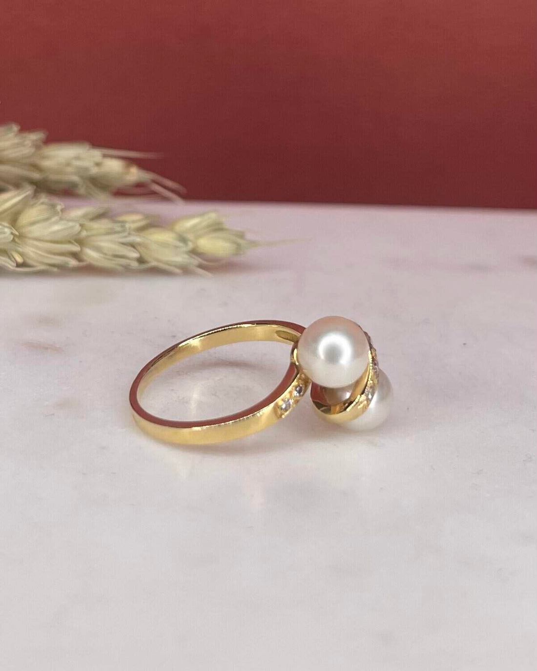 Bague Vintage Toi & Moi Perles & Diamants "Dana"
