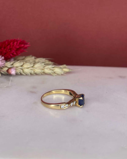 Bague Solitaire Saphir 1.10 carat &amp; Diamants &quot;Lorena&quot;