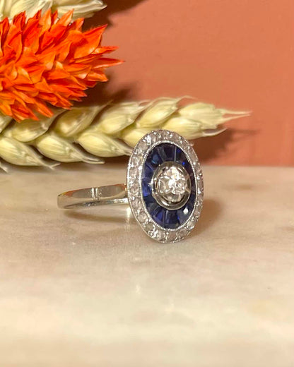Bague Art-déco Saphirs &amp; Diamants &quot;Janiss&quot;