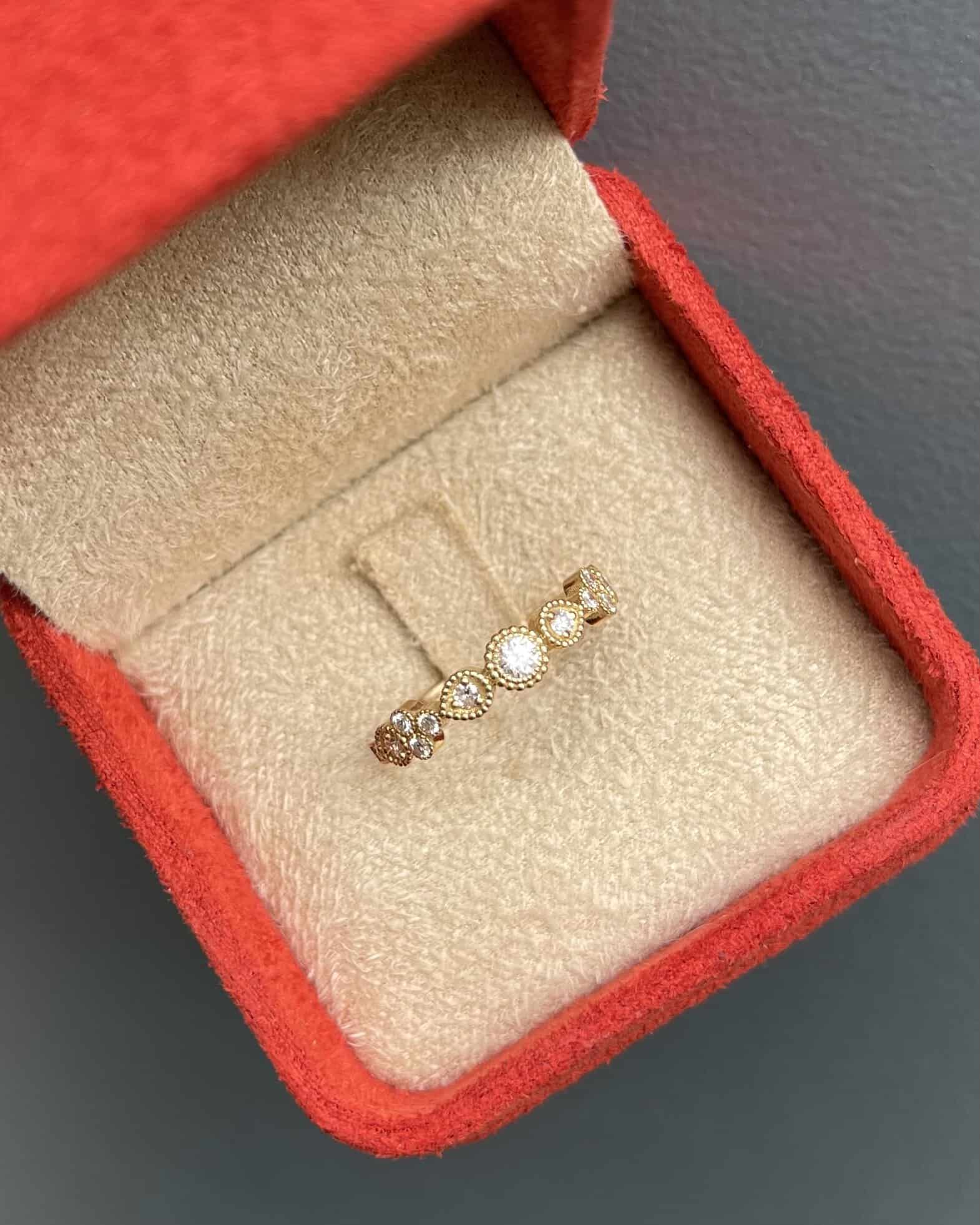 Demi Alliance Vintage 15 Diamants "Lucile" - Elliade Paris