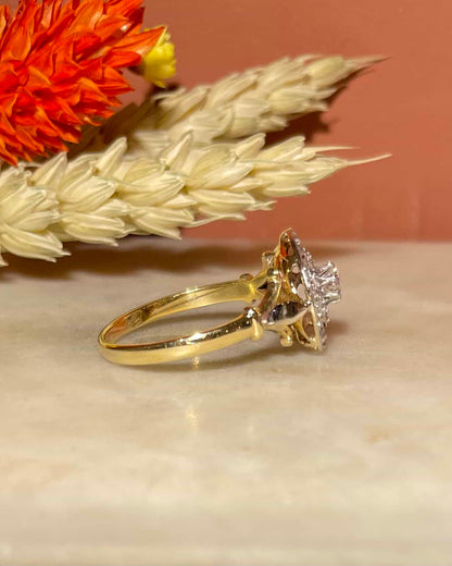 Bague Art-déco marguerite diamants &amp; perle &quot;Julia&quot;