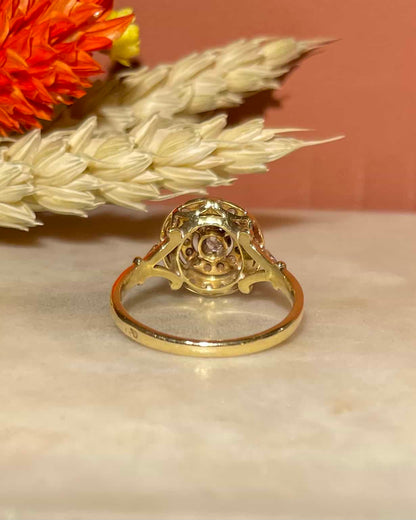 Bague Art-déco marguerite diamants &amp; perle &quot;Julia&quot;